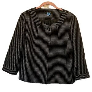 Talbots Black and White Dot Lined Swing Style Blazer SZ 12